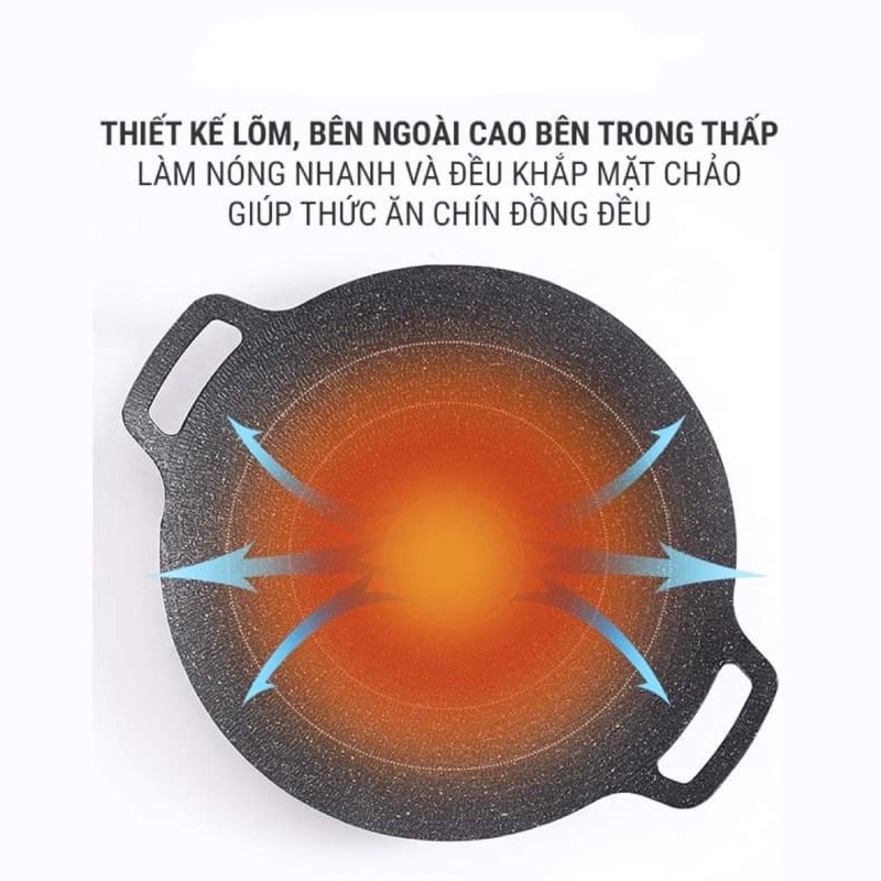 Chảo đá nướng thịt BBQ Hàn Quốc không dầu size lớn 32cm