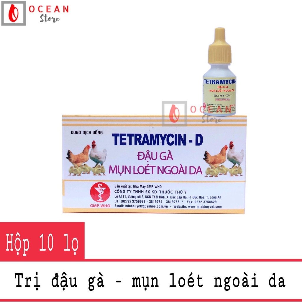 (Hộp 10 lọ) Tetramycin cho gà đá MH