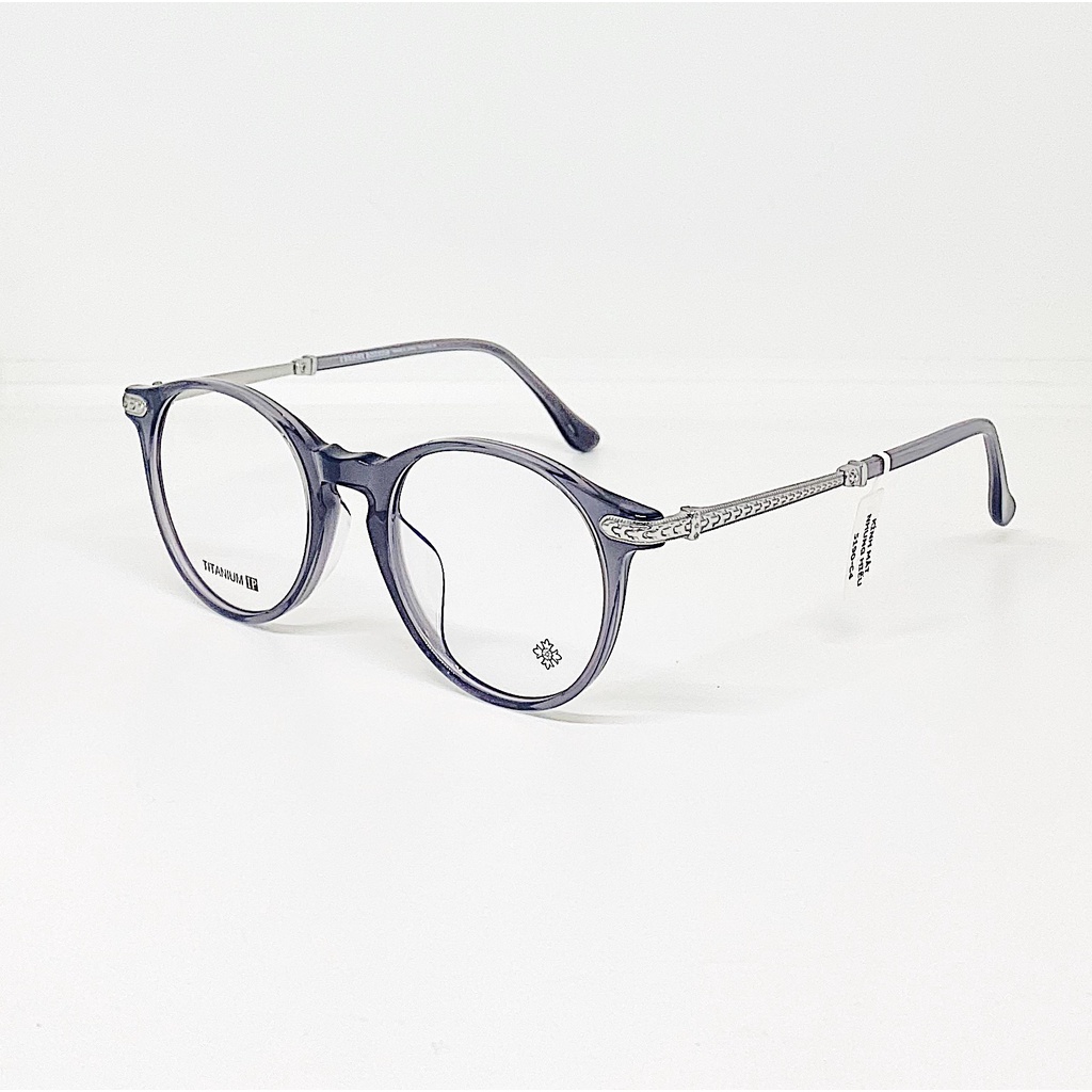 Gọng kính cận nam nữ NHUNG HIẾU dáng tròn 5190 thời trang phong cách Chrome heart titan cao cấp