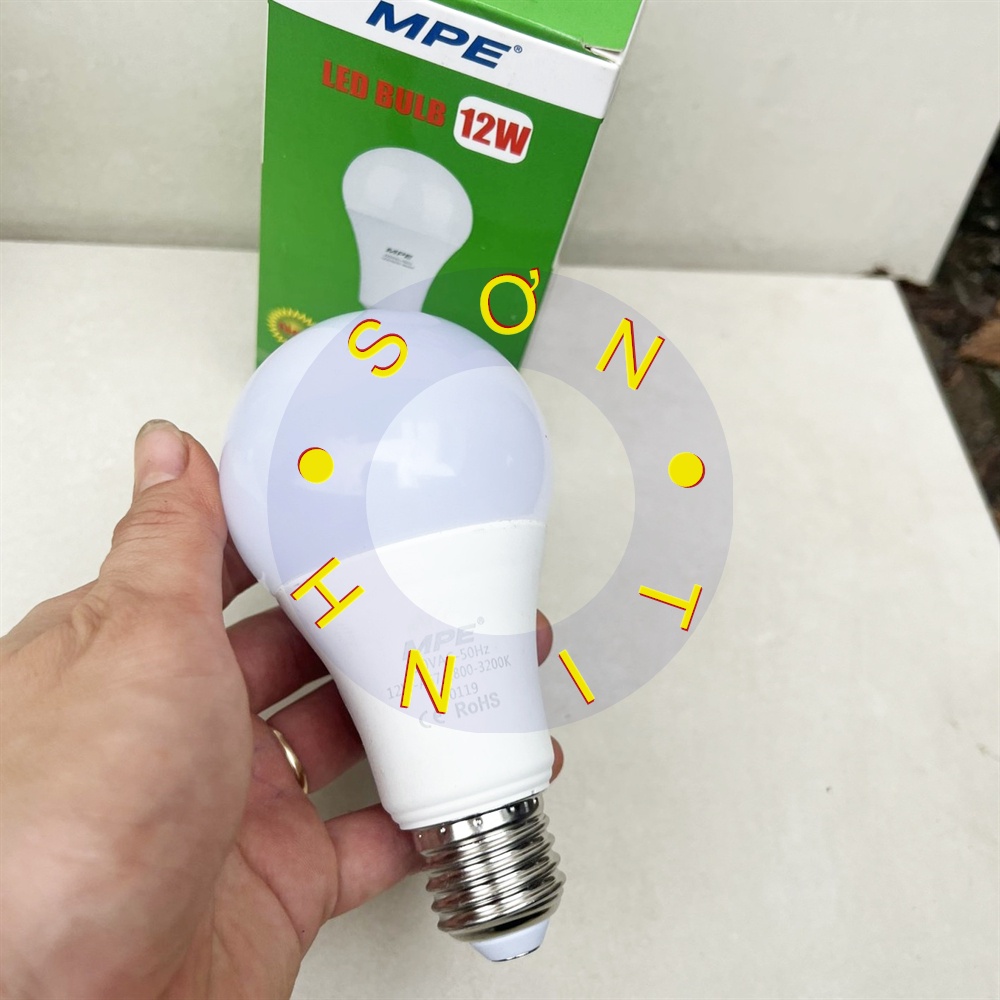 Bóng đèn led bulb MPE công suất 12W ánh sáng trắng, ánh sáng vàng