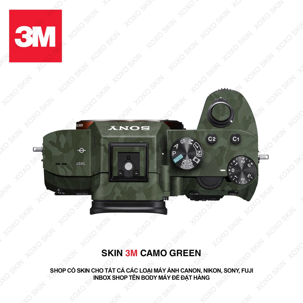 Miếng Dán Skin Máy Ảnh 3M Mẫu Camo Green Có Mẫu Skin Cho Sony, Canon, Nikon, Fuji