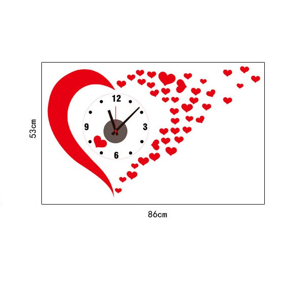 Decal trang trí tường kèm Đông Hồ dán tường hình Trái Tim ( cao cấp )