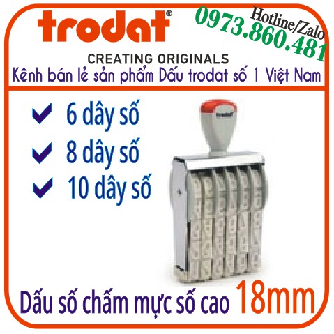 Dấu số tự xoay chấm mực, số cao 18mm ( Chính hãng Trodat)