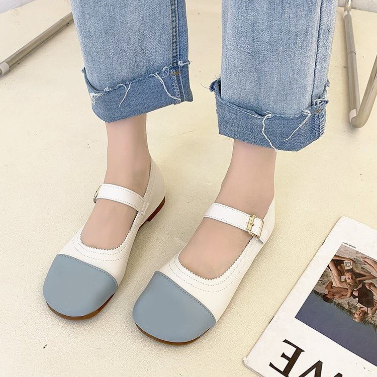 Color Matching Round Head Velcro Fashion Shoes for Women