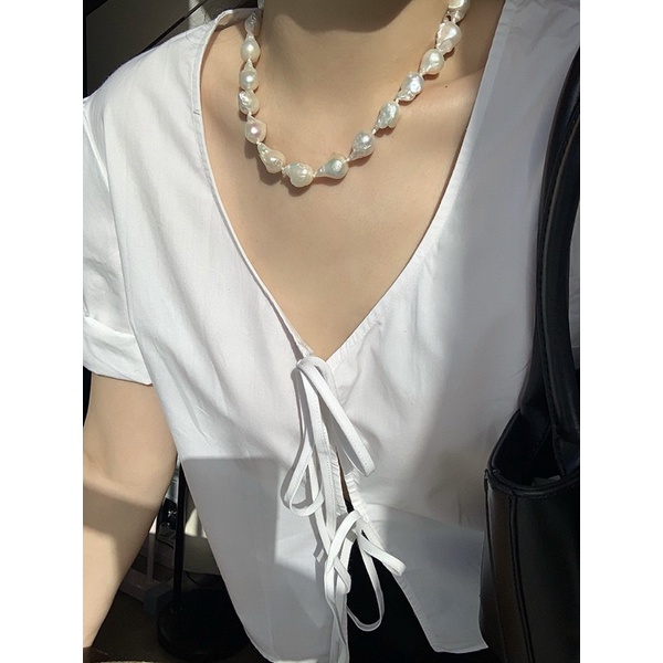 Áo somi kiểu nữ cột dây Choco phong cách Pháp xinh đẹp phù hợp với mùa thu.