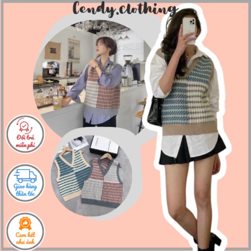 [Hàng Cao Cấp Loại 1 + Ảnh Thật] Áo Gilê Len Kẻ Cendy Clothing - CD023