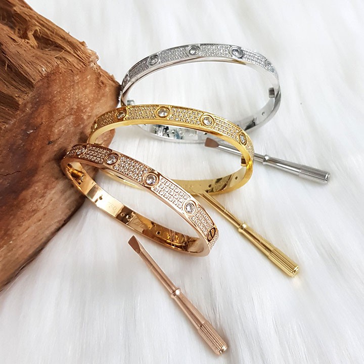 Vòng tay đính 3 hàng đá full logo, vòng 3 hàng đá VZ1592