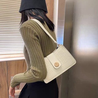 Túi xách nữ da, túi đeo vai nhỏ gọn phối khóa tròn trẻ trung