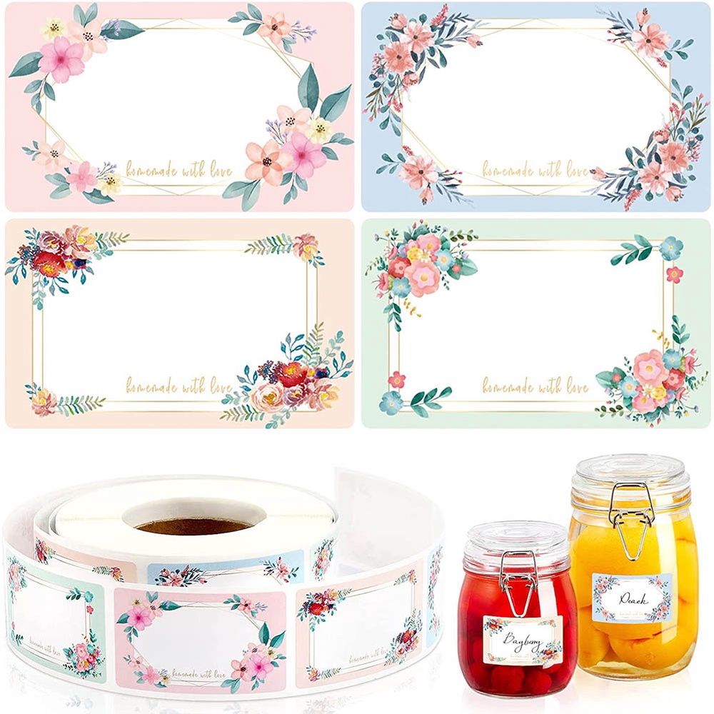Set 500 Nhãn Dán Ghi Tên Bằng Giấy Kraft Họa Tiết Hoa Trang Trí Đa Ứng Dụng