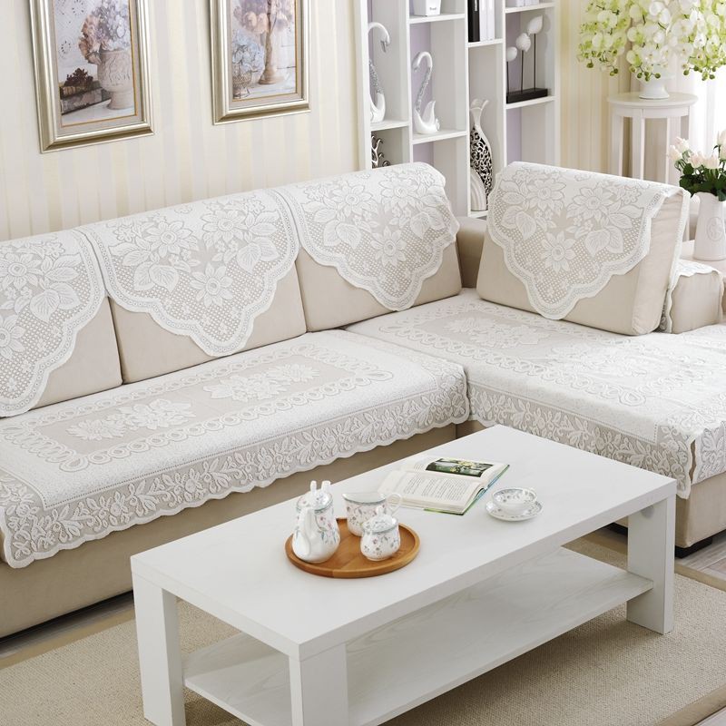 Khăn Vải Ren Bọc Ghế Sofa Không Trượt Phong Cách Châu Âu Ốp