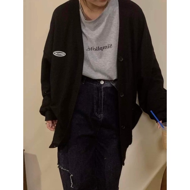 Áo Cadigan nữ len xốp Áo khoác Cadigan thu đông mỏng nhẹ Simpischic 2 màu Áo khoác cổ V nhẹ nhàng