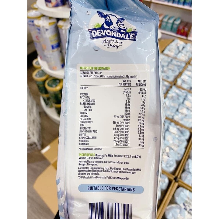 Sữa bột hight canxi Devondale our vitamin plus 1kg nhập khẩu úc
