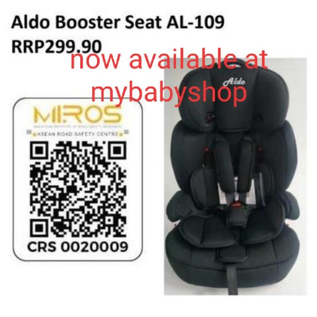 Aldo Booster Car Seat 9 - 36kg (1 to 1 Crashed Exchange Program)