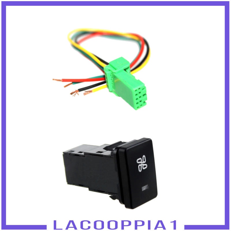 [Lacooppia1] Công Tắc Nút Nhấn 4 Cực Đèn LED Xanh Dương Với Họa Tiết Quạt Cho Toyota Camry