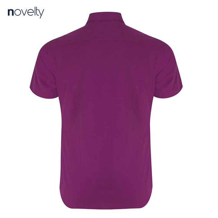 Áo Sơ Mi Nam Ngắn Tay Vạt Bầu Regular Fit Màu Tím Novelty 170382N