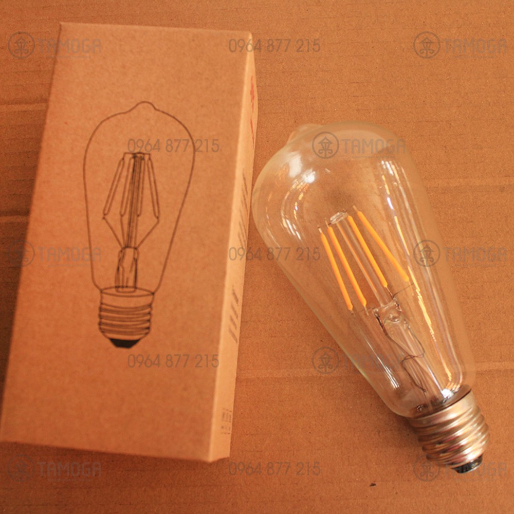 Bóng Đèn Tròn LED Edison Vintage ST64, G45, A60 - 8w , 4W đui E27 as vàng vỏ trắng