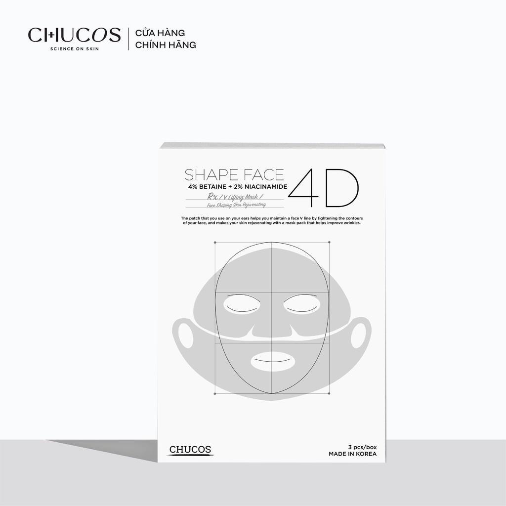 [Mã FMCGMALL -8% đơn 250K] Mặt nạ V-line 4D hai bước tác động kép Chucos Shape Face 4D Mask (HỘP 3 MASK)