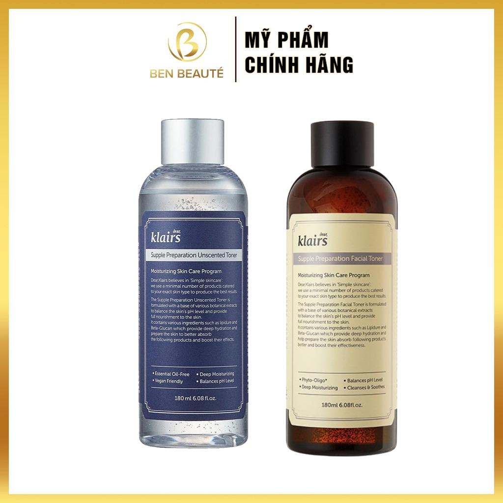 Nước Hoa Hồng Da Dầu Mụn Klairs Supple Preparation Unscented Toner 180ml