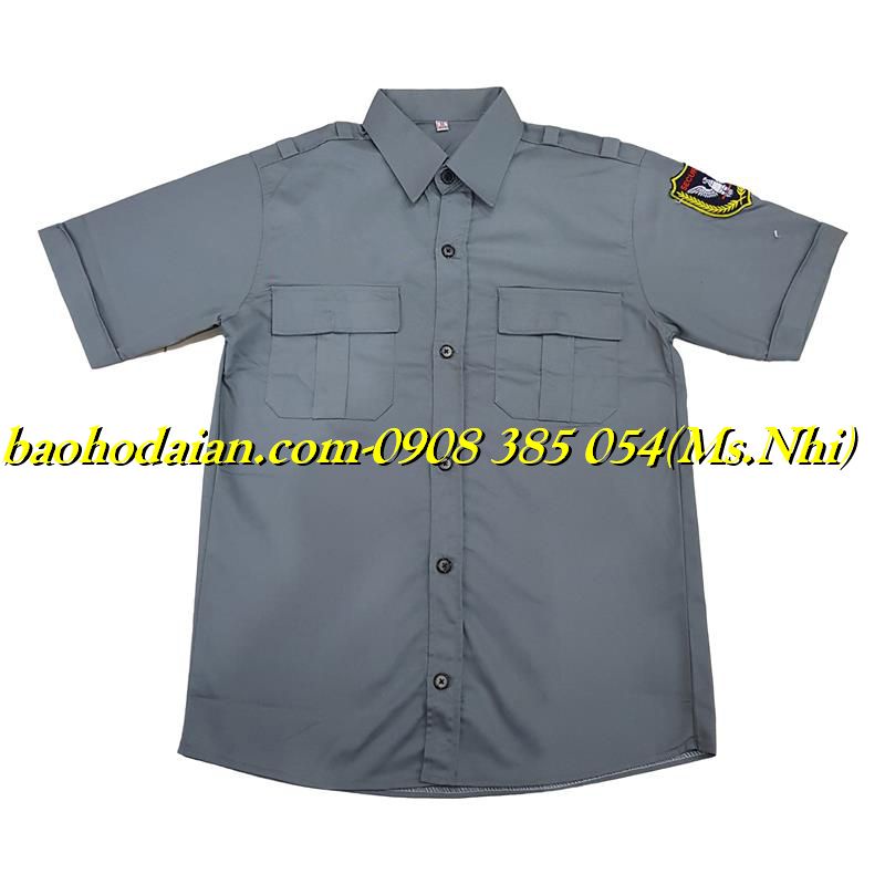Áo vệ sĩ tay ngắn màu xám sang trọng- Vải kaki thấm hút mồ hôi- Hình thật