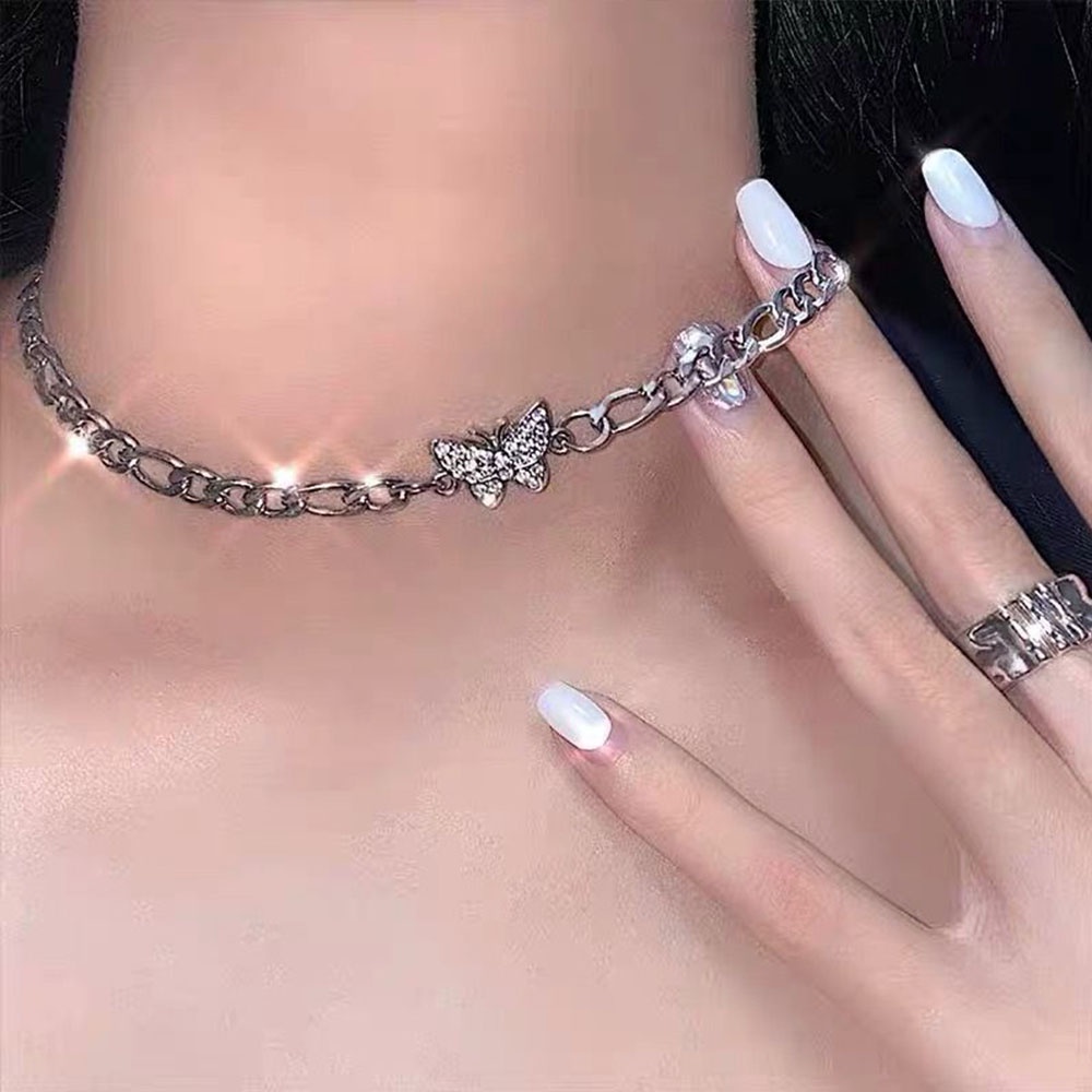 Vòng Cổ Choker Hình Bướm/Trái Tim Đính Đá Lấp Lánh