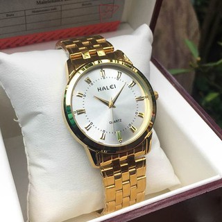 (BIG SALE) Đồng hồ nam Halei dây vàng chống nước