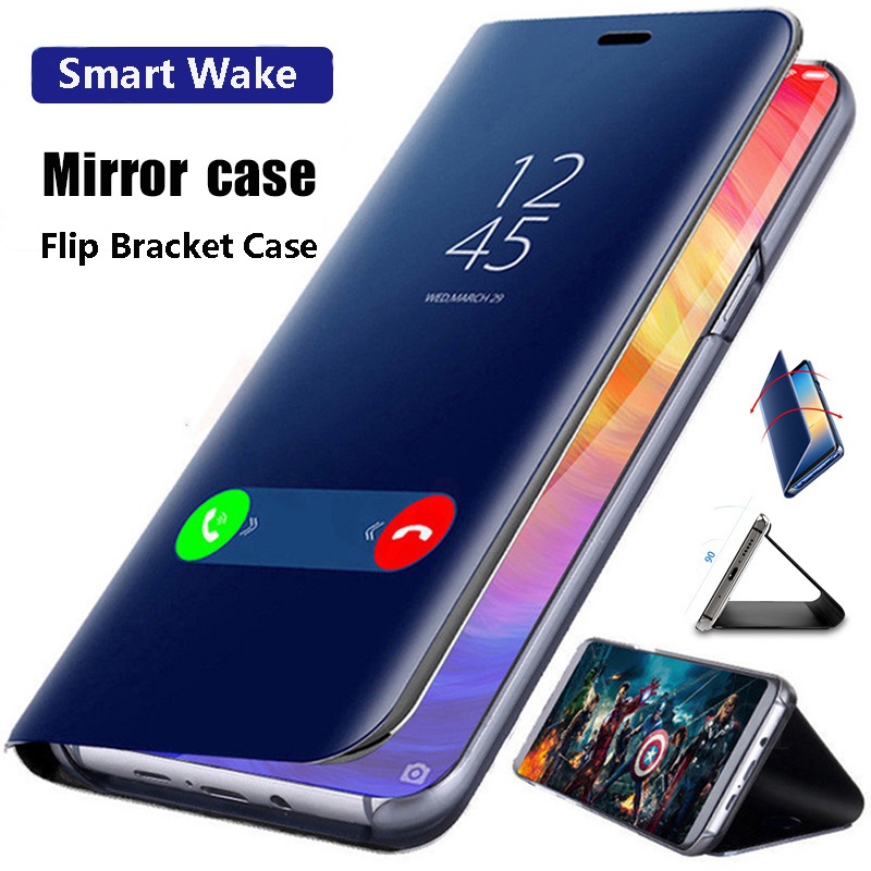 Ốp Điện Thoại Da Nắp Lật Mặt Gương Cứng Chống Sốc Cho Samsung Galaxy S22 S21 Ultra S22 Plus S21 FE M52 5G