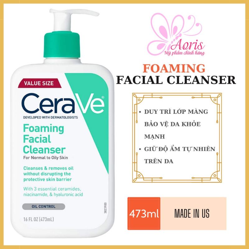 Sữa rửa mặt Cerave foaming facial cleanser cho da dầu , sửa rửa mặt da dầu Cerave