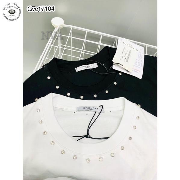 Áo Phông Vòng Cổ Đính Đá - Áo Thun Tay Lỡ Chất Cotton Dày Dặn Nam Nữ Phong Cách Hàn Quốc