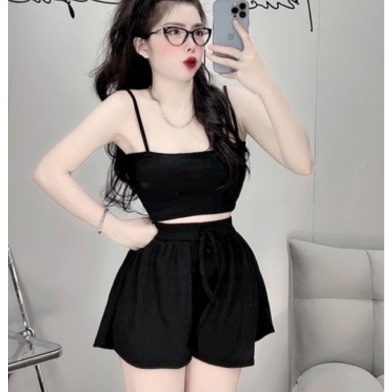 Sét bộ 2 dây ngang &amp; quần đùi ống rộng Cực xinh TV2