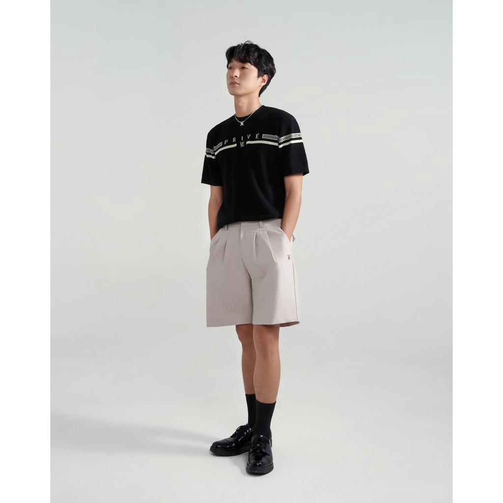 DVRK - Áo Thun Tay Ngắn Cổ Tròn Dệt Kim Màu Đen PRIVÉ BAR LOGO-DVRK-23SS