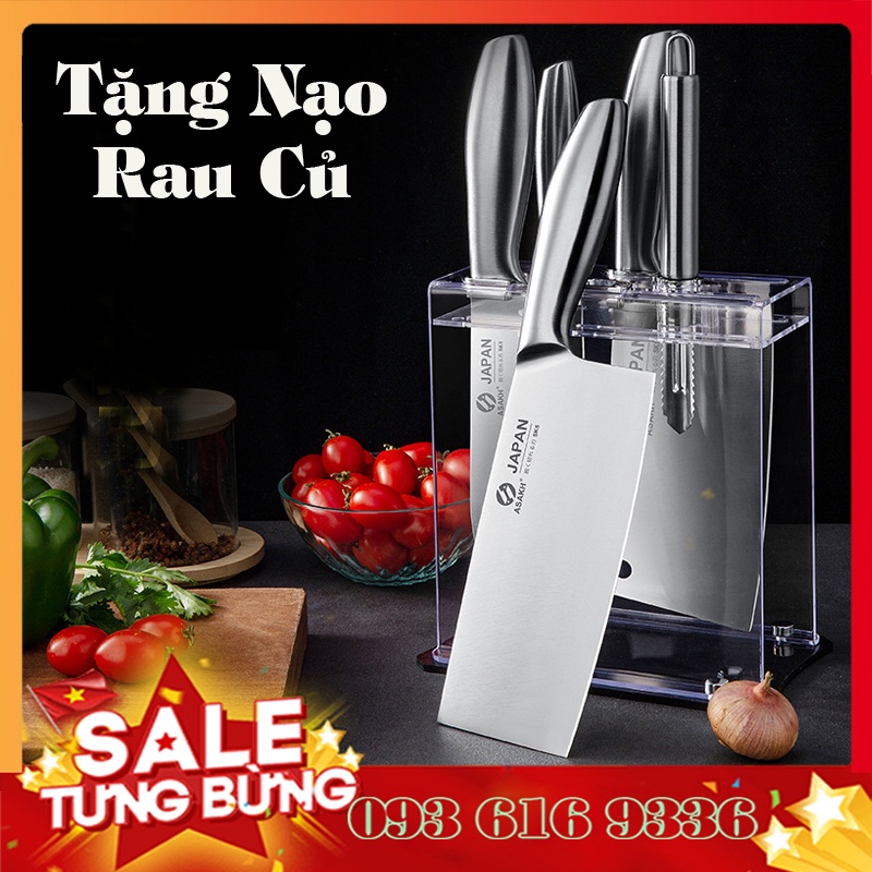 Bộ dao ⚡️𝐅𝐑𝐄𝐄 𝐒𝐇𝐈𝐏⚡️ làm bếp Master 07 món JAPAN, Bộ dao chặt xương kèm khay đựng - SLC.VN