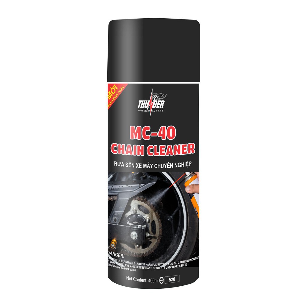 Bộ Combo Bôi trơn dưỡng sên Thunder 400ml, vệ sinh sên MC-40 400ml, tặng bàn chải sên chuyên nghiệp