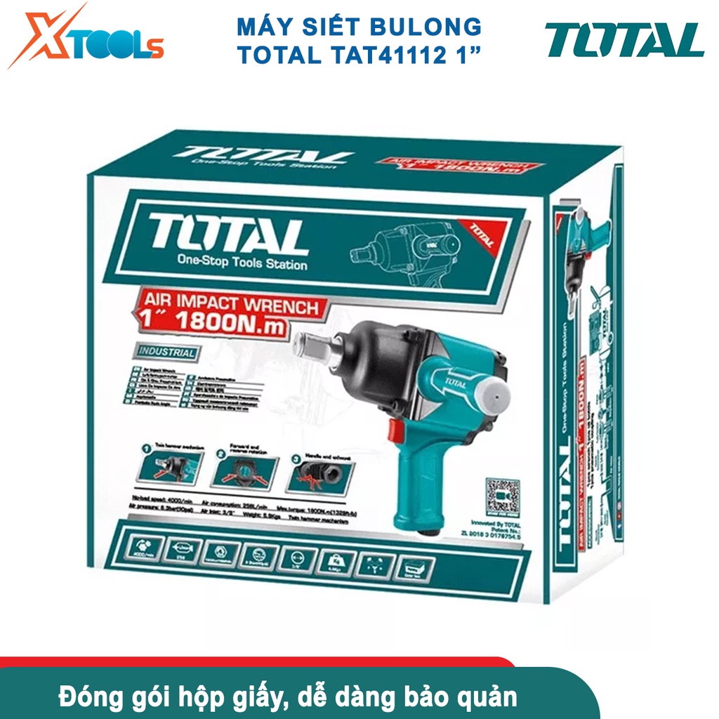 Máy siết bulong khí nén 1&quot; Total TAT41112 máy bắn bu lông cơ chế búa đôi momen xoắn 1800Nm [CHÍNH HÃNG][XTOOLS]