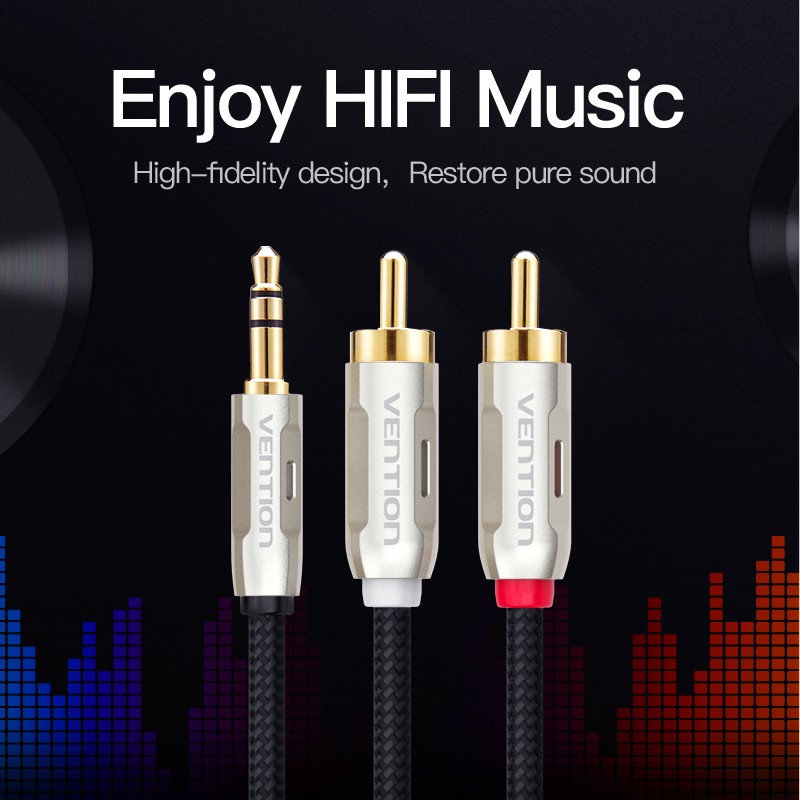 Cáp chuyển Audio  3.5mm male ra 2 đầu RCA Male dây dù Vention BCIBG / BCNBG