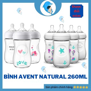 Bình Sữa Philips Avent Natural Cổ Rộng 260ml Họa Tiết Phiên bản Giới Hạn (Có Đổi Núm)