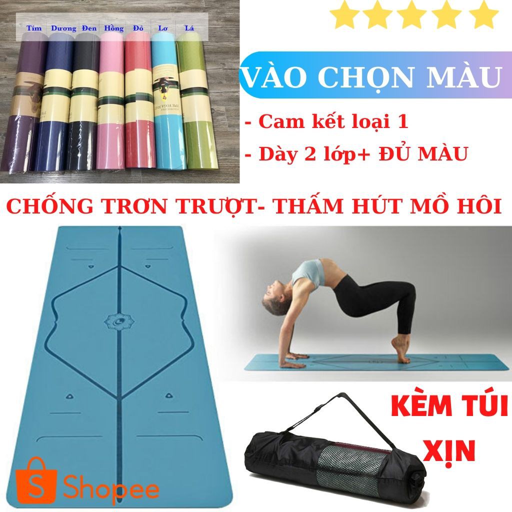 Thảm tập yoga định tuyến 2 Lớp thảm gym chống trơn trượt thấm hút mồ hôi