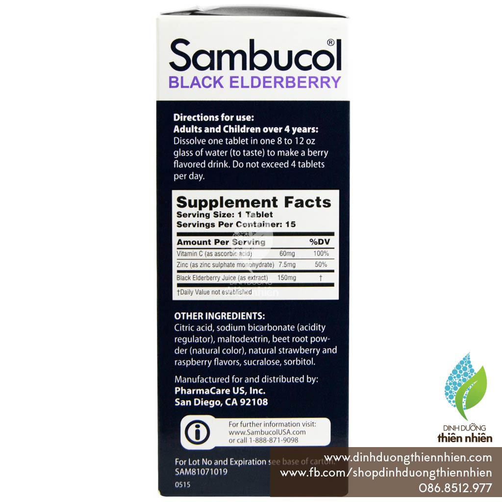 Nước Uống Từ Quả Cơm Cháy Đen Sambucol Black Elderberry