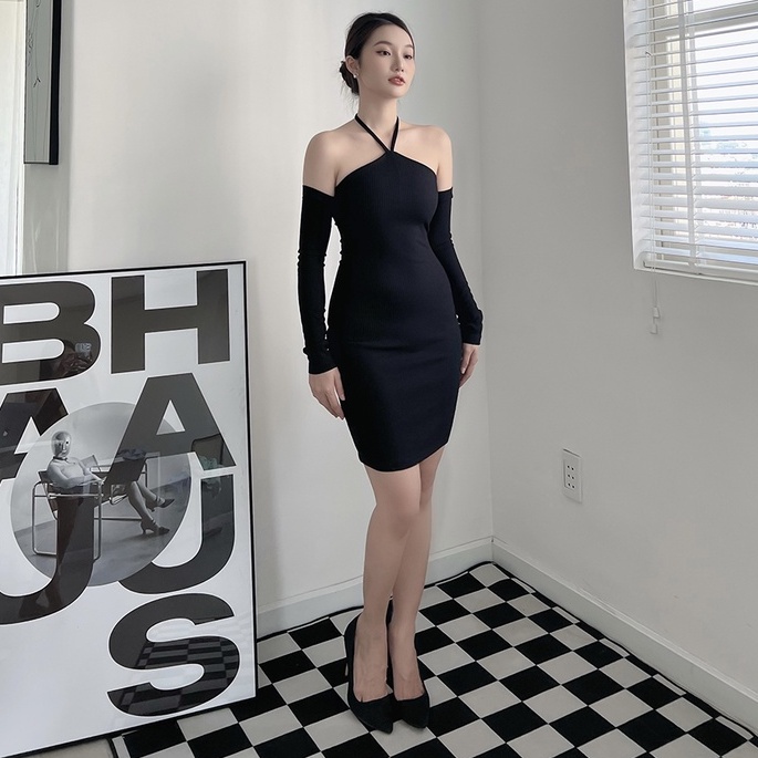 BBSTORE'S Đầm Thun Body yếm Trễ Vai Dự Tiệc   - D1040