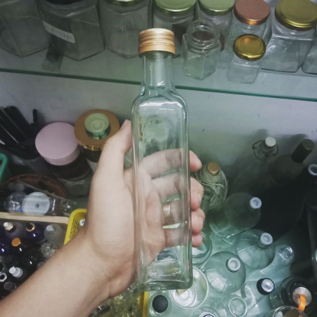 {SIÊU RẺ} Chai Thủy Tinh Vuông 250ml nắp nhôm