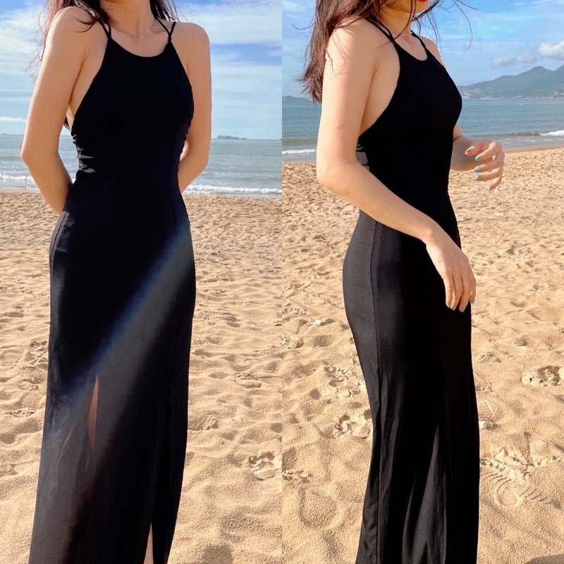 Đầm yếm maxi hở lưng