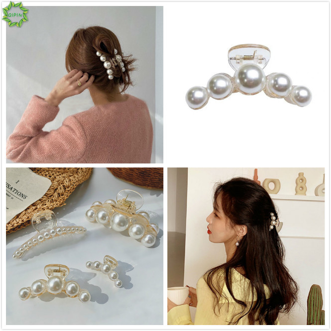 Kẹp Tóc Càng Cua Đính Ngọc Trai Đơn Giản Thanh Lịch Phong Cách Hàn Quốc Cho Nữ