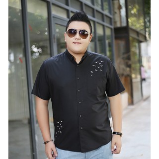 Áo sơ mi big size nam cộc tay màu đen