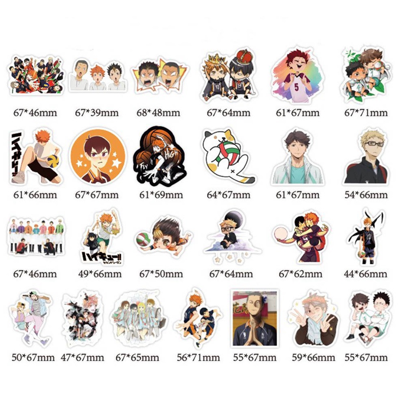 Set 50 Hình Miếng Dán Nhân Vật Anime Haikyuu Trang Trí Đa Dụng