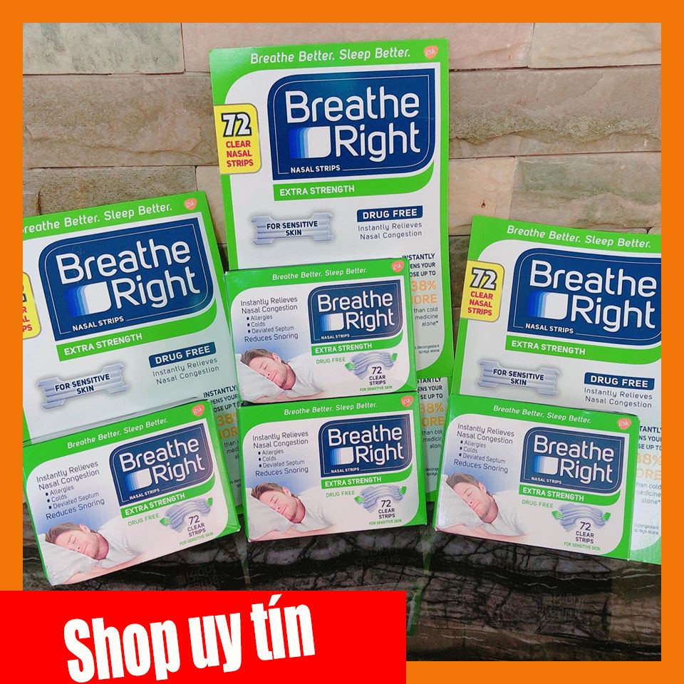 [Hàng Ship từ MỸ/USA] Miếng dán thông mũi, chống ngáy Breathe Right Nasal Strips Extra Strength (hỗ trợ viêm xoang)