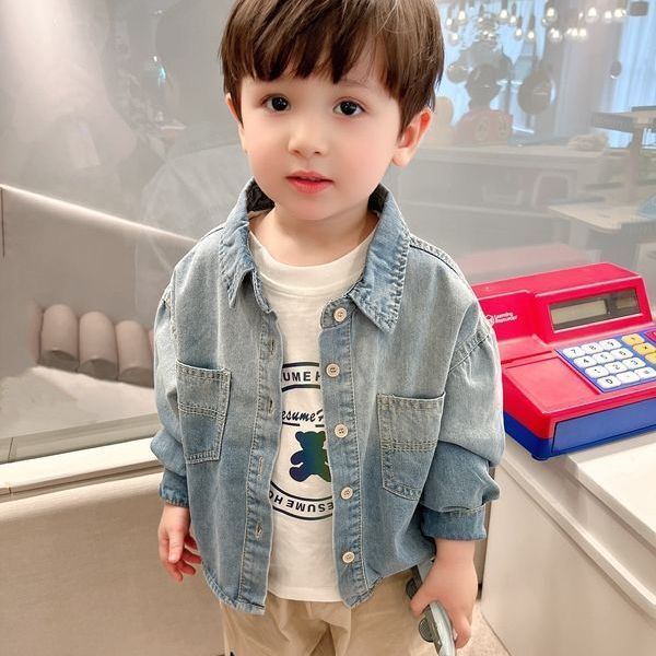 Áo Khoác Denim Mỏng Mềm Màu Gradient Cá Tính Cho Bé Trai