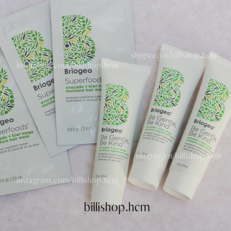 Minisize 30ML - Mặt nạ dưỡng ẩm tóc chuyên sâu Briogeo - Be Gentle, Be Kind Avocado + Kiwi Mega Moisture Superfood Mask