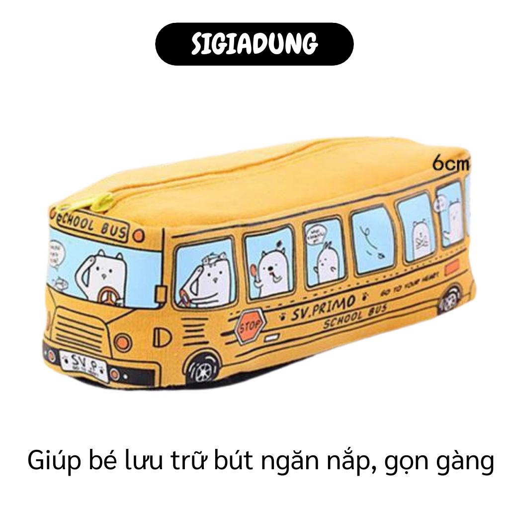 [SGD] Hộp Bút - Túi Đựng Bút Bằng Vải Canvas Dung Tích Lớn Hình Xe Bus Độc Đáo Cho Bé 7241