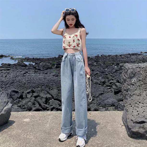 (Sẵn) Áo croptop 2 dây hoa thêu ulzzang đi biển / Áo cói croptop ( có ảnh thật ) !