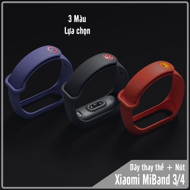 Vòng thay thế Xiaomi Miband 3 / 4 Vòng trơn + Nút hình Siêu anh hùng