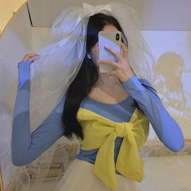 Áo thun tay dài dáng ôm thời trang phong cách Hàn Quốc dành cho nữ